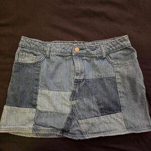 Gianni Bini Denim Patchwork Mini Skirt
